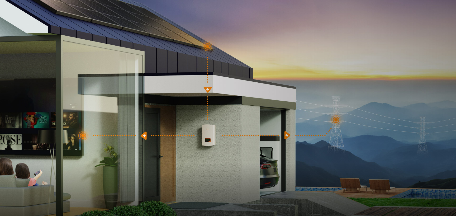 Solis residential solar inverter system on modern home