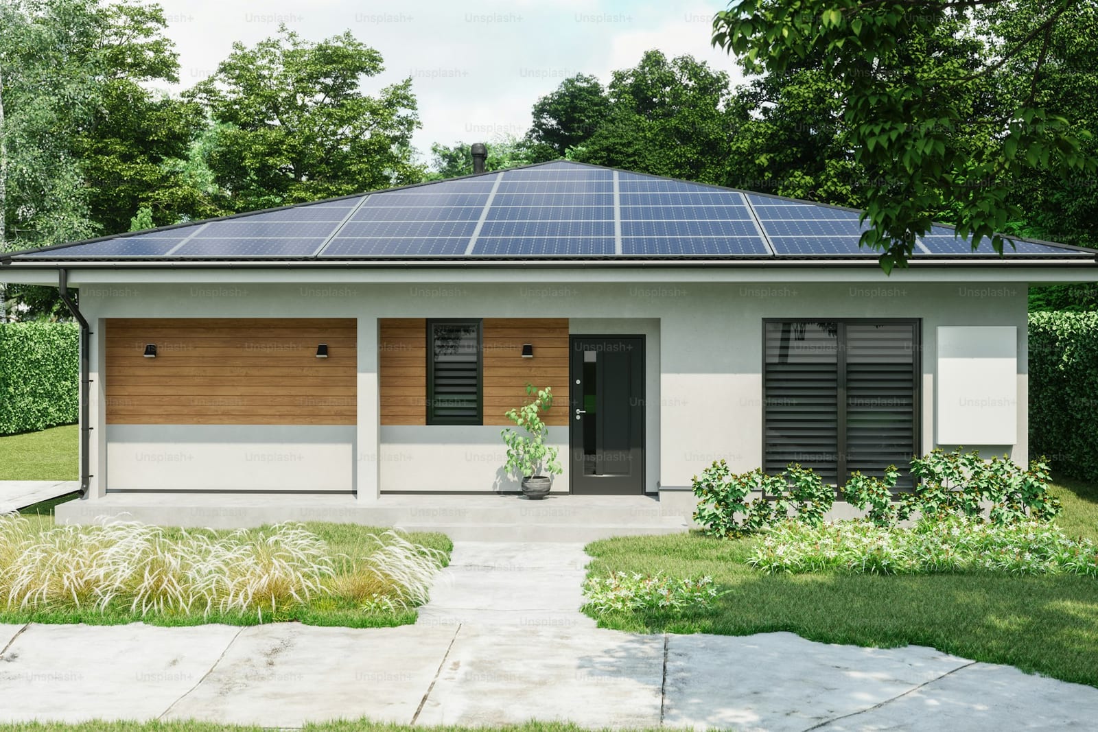 Thuisbatterij voor opslag van zonne-energie aan de muur